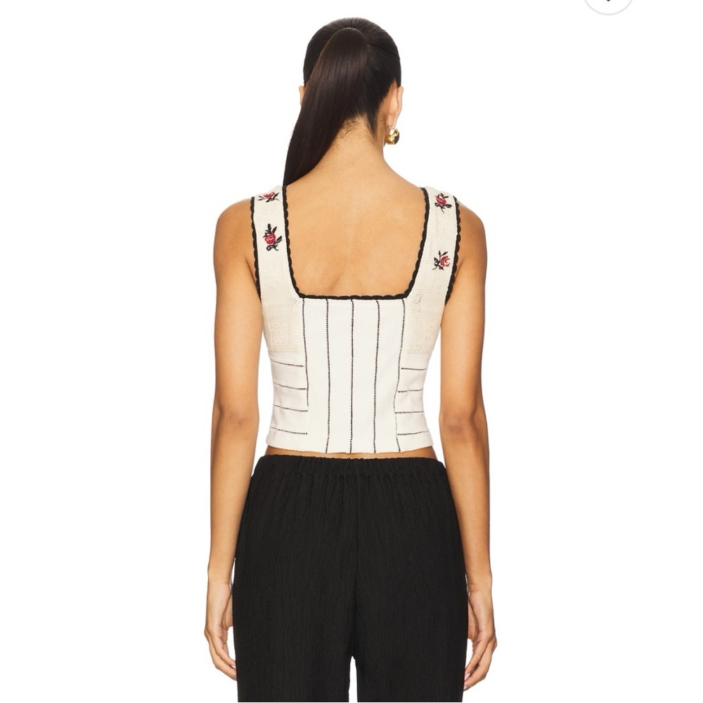 Free People Rose Bud Knit Top in Ivory Combo - Picture 2 of 5